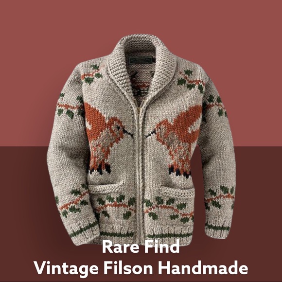 Filson Cowichan Wool Hand Knit Cardigan 